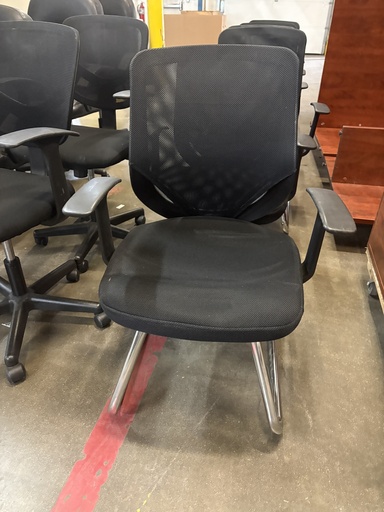 Mesh Back Sled Base Side Chair (Black)