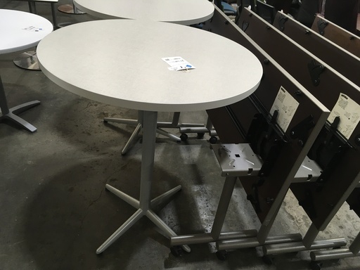 36" Round Cafe Height Silver legs White Pattern Top