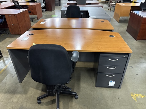 36" x 72" Bowfront Desk Shell (Charcoal / Cherry),  (ped sold seperate)