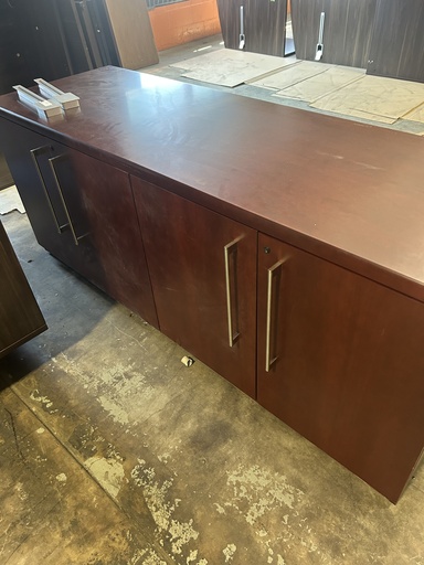 24x72 Storage Credenza w/Glass Top - Gunlock Mahogany