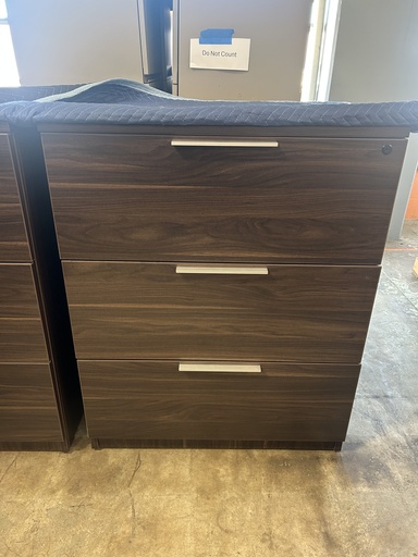 34" 3-Drawer Lateral - Walnut Laminate