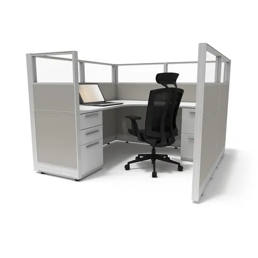 [Sunline Select] Euroline - Sunline 6x6 Workstation - 53" Tall Panels No glass and one BBF (call for pricing and variation)