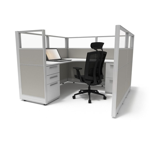 [Sunline Select] Euroline - Sunline 6x6 Workstation - 53" Tall Panels with Glass and one BBF (call for pricing and variation)