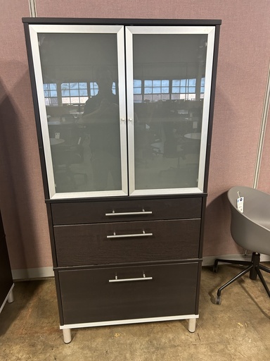 33x69 Ikea Storage/File Combo - Espresso w/Frosted Doors