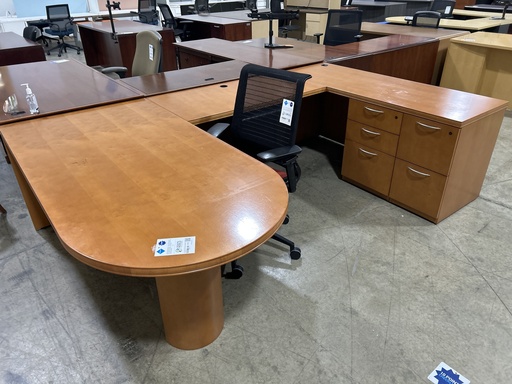 36x72 Kimball D-Top RH U Shape w/ B/B/B & F/F Ped-Honey