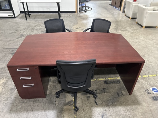 36x72 Bow Front Sgl Ped Mahogany Desk