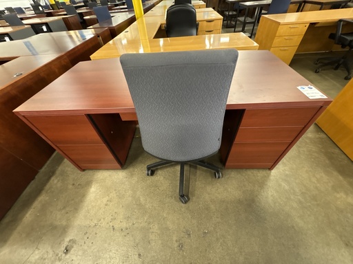 30x36 Double Ped Bowfront Desk (Cherry) 