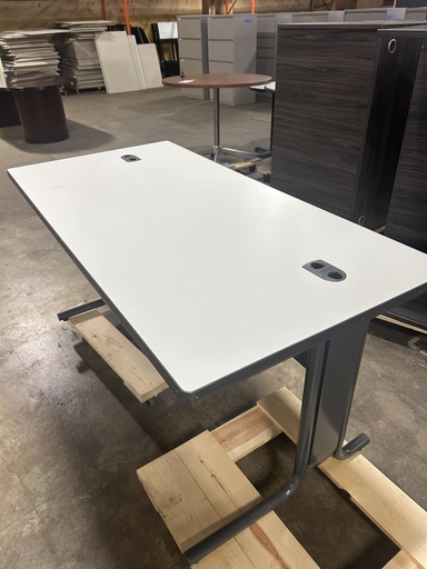 30x60 Hon Training Table w/Modesty Panel - Light Gray w/Dark Gray Base