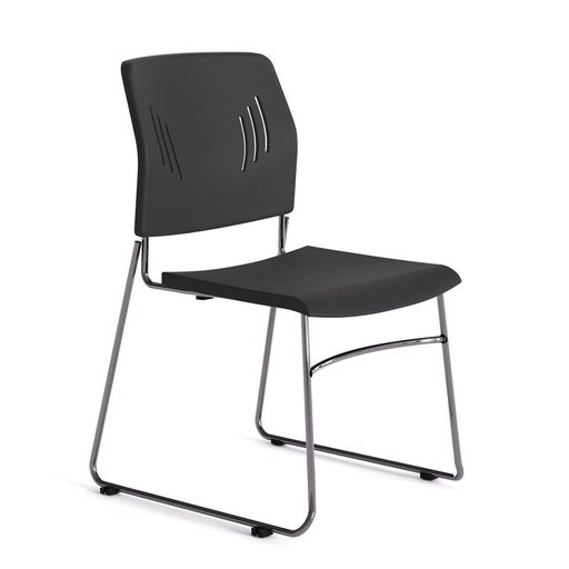 [OSSN6015BK] OfficeSource Stacked Seating Armless Stackable Side Chair with Chrome Frame