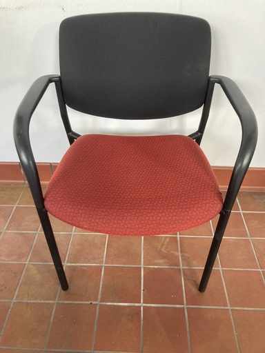 Stacking Side Chair Black and Red Pattern 