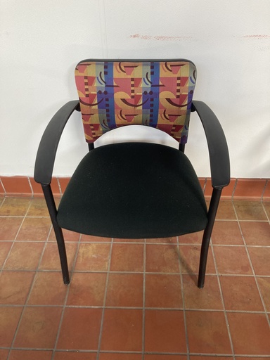 Side Chair-Pattern Back Black Seat 