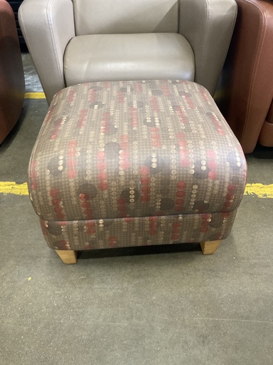 Burnt Orange and Brown Pattern Vinyl Ottoman 