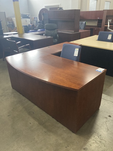 36x72 Bowfront L-Desk (RH) Cherry 