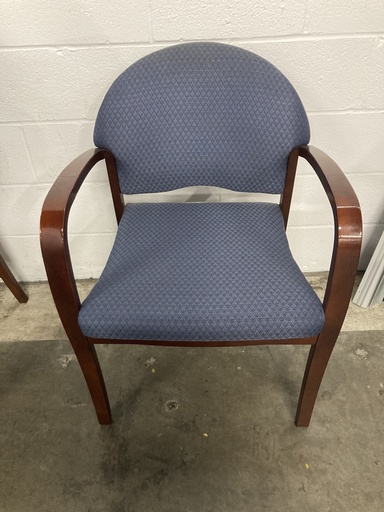 Blue Diamond Pattern Cherry Frame Side Chair