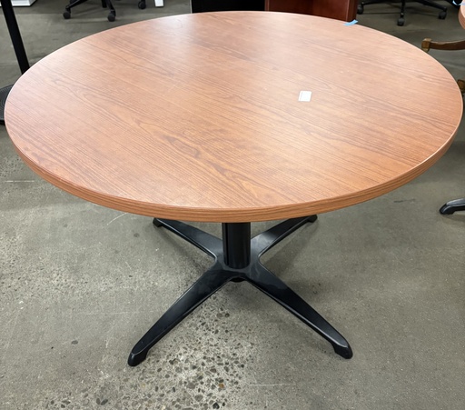 42" meeting table, light cherry laminate, black x-base