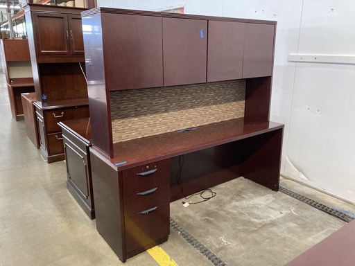 Rudnick sgl ped BBF 20”x72” credenza with hutch mahogany 