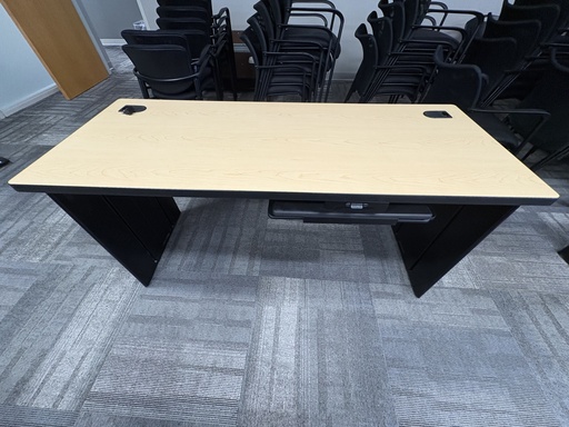 Training table 24”x60” blonde laminate top with black base 