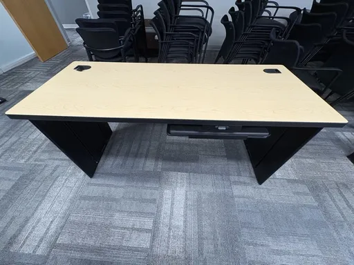 Training table 24”x60” blonde laminate top with black base 