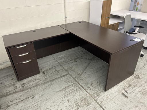66x72 L Shape Desk - LH, Sgl Ped, Espresso