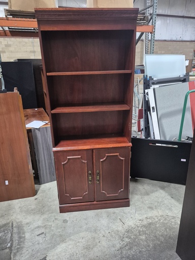 30x72 Storage Cabinet/ Bookcase Combo - Mahogany