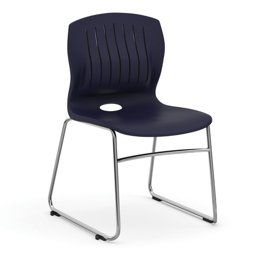 [OSSN6020NV] Armless Sled Base Stack Chair with Chrome Frame Blue
