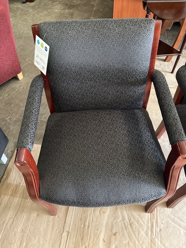 Black Print Side Chair Mahogany Frame