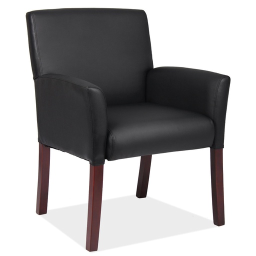[OSGS6909PBK] OfficeSource | Bowery | Retro Style Guest Chair with Wood Legs