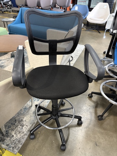 Global Black Stool on Casters, Fixed Arms 