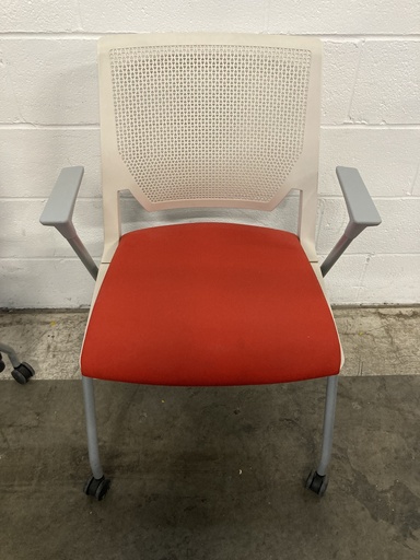Haworth Very Multipurpose Chair on Casters, White and Orange 