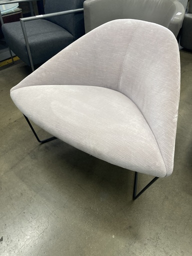 Arper Velvet Dull Pink Arm Chair, Black Frame