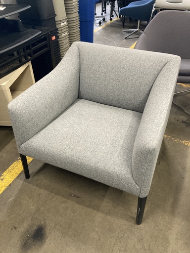 Andreu World Arm Chair, Grey Fabric, Black Legs. 