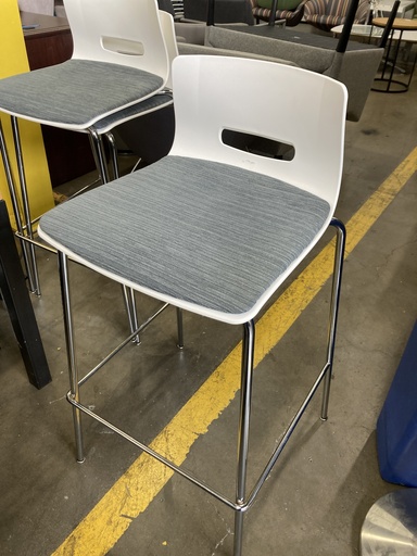 Allermuir Stool, White Back, Grey Seat, Chrome Frame