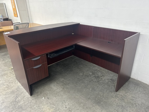 Mahogany 72" L Shape Reception Unit -Sgl Ped
