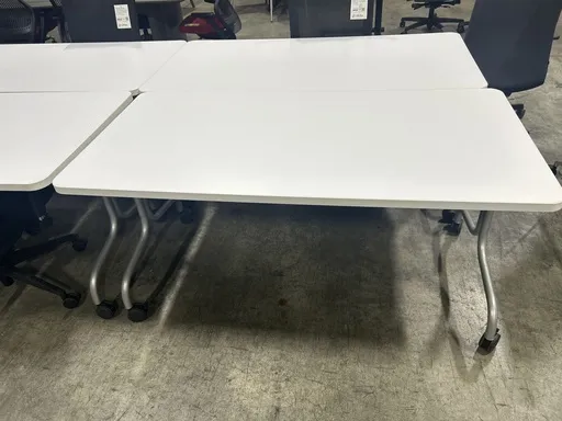 30x60 White Training Tables on Casters 