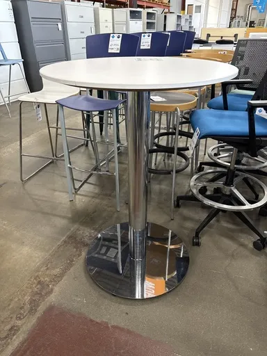 30"Round High Top Table White laminate( Bar Height)