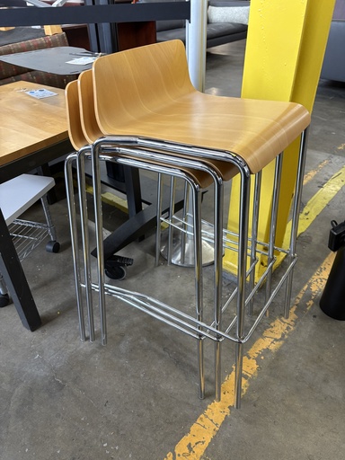 Allermuir High Top Stool (Chrome Legs Maple Seat)
