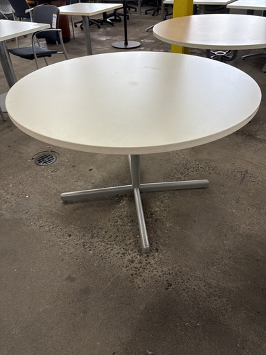 48" Round Table, Beige Laminate, beige pvc edge, medium tone x-base 