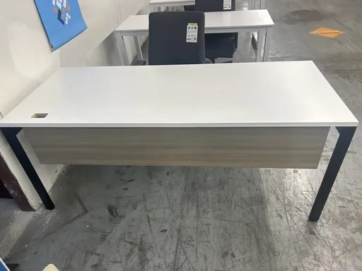 30x72 White Table Desk w/ Walnut Modesty Panel