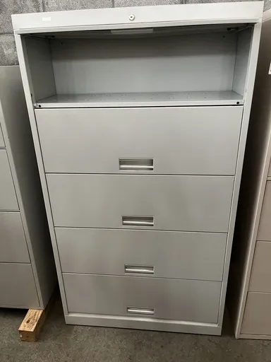 36" Hon 5 Drawer Medical Flip File, Light Grey