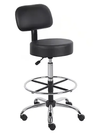 [BS54261B] Medical exam stool, Black vinyl seat and back, armless
