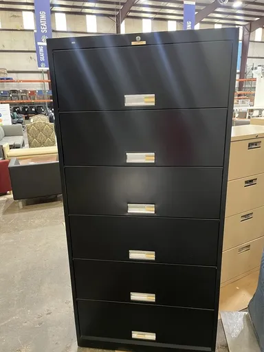 36" Hon 6 Drawer Medical Flip File, Black