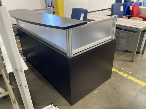 36x72 Reception Desk Glass Front (no file drawers) Mocha 