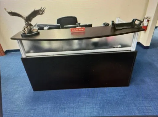 36x72 Reception Desk Glass Front (no file drawers) Mocha 