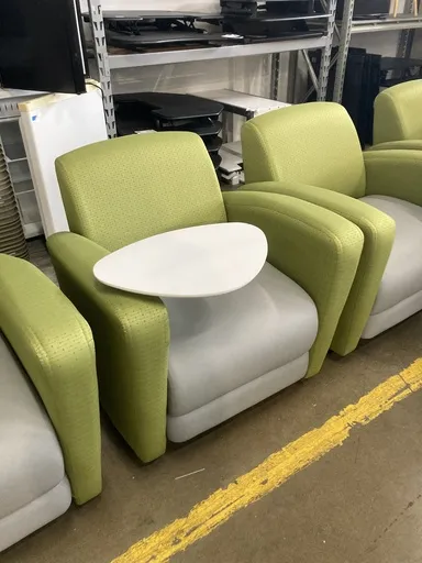 Lobby style Lounge Chair green/grey,  W/Tablet arm white