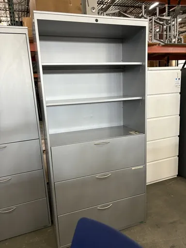 [2m] Lateral File/Bookcase Combo, Silver, 36" x 76" x 17"