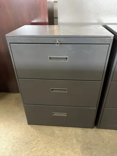 3 Drawer Lateral file Cabinet, Charcoal, 30" wide