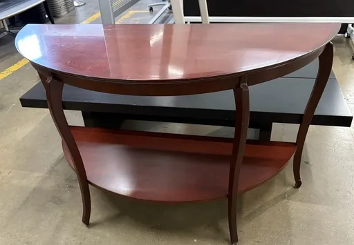 Mahogany veneer console table, with shelf