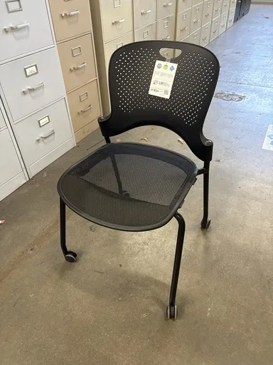 HM Caper Multipurpose side chair, Casters, Black frame & mesh, Armless