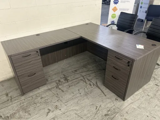 66x78 Grey L Shape Desk - LH w/ full peds