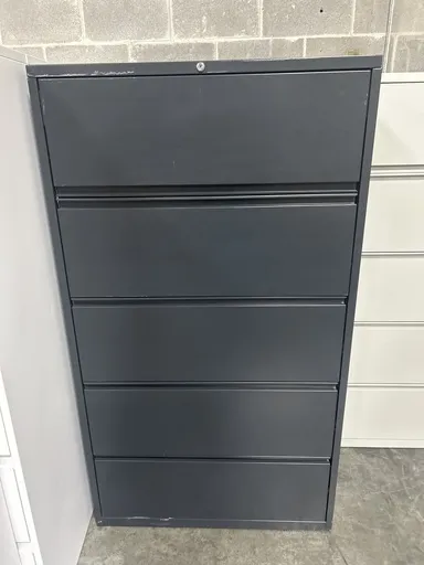 36" 5 Drawer Lateral File Cabinet - Dark Grey